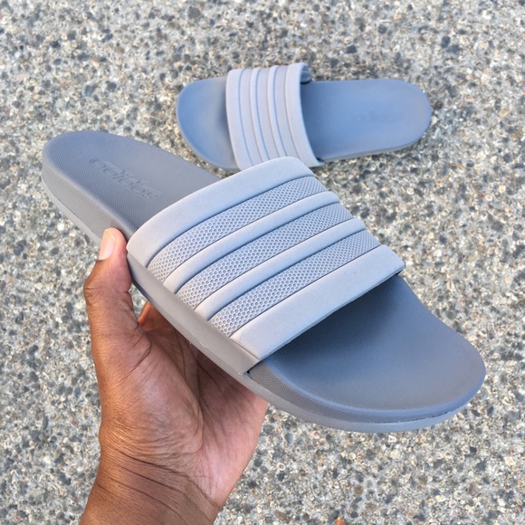 GREY ADIDAS ADILETTE CLOUDFOAM STRIPES SLIDE MONO - Picture 6 of 7